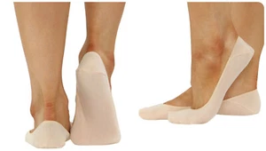 Ladies Invisible Liner Socks Nude Comfort Footies Low Cut Polycotton Pair of 2 - Picture 1 of 3