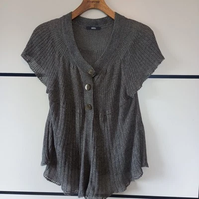 Marks And Spencer Khaki Linen/viscose Pop Button Cardigan Size 14 - Image 1 of 4