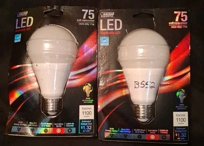 2 Feit A21 75W Dimmable Soft White Bulbs - Image 1 of 3