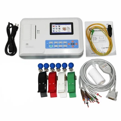 3 Channel 12 lead ECG machine EKG machine + printer Digital Electrocardiograph - Image 1 of 4
