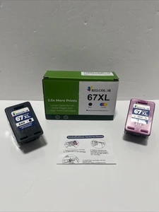 RELCOLOR 67XL 2-Pack Ink Cartridges Black & Tri-Color BRAND NEW. - Foto 1 di 11