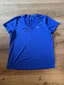 Under Armour camicia donna blu manica corta scollo a V atletica taglia XL - Foto 1 di 3