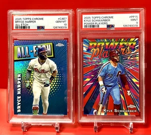 ¡Lote de 2 cartas de los Filis!  ¡BRYCE HARPER PSA 10! & KYLE SCHWARBER PSA 9! Cromo! - Imagen 1 de 4