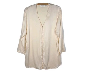 Vtg Victoria's Secret 100% Silk Pajama Shirt Dress Ivory Mini Oversize Tunic P/S - Picture 1 of 12