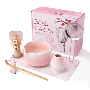 Pink Matcha Set, 7 Pcs Matcha Kit with Matcha Bowl with Spout, Bamboo Whisk &... - Bild 1 von 6