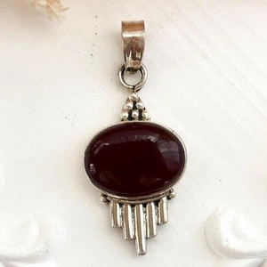 Art Deco Karneol Achat Halbedelstein Sterling 925 Vintage Anhänger - Bild 1 von 10