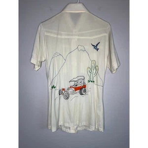 1970s Rodeo Western Desert Cactus Oldsmobile Sparrow Scenic Disco Dagger Shirt L - Picture 1 of 9