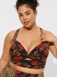 Torrid Floral Leopard Bikini NUR OBERTEIL Neu mit Etikett Neu 0X - Bild 1 von 5