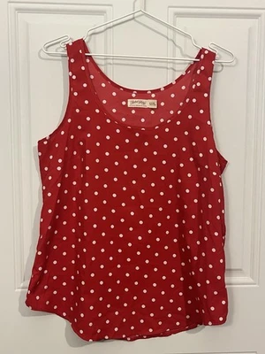 Faded Glory Women’s Medium Sleeveless Red & White Polka Dot Top - Image 1 of 4