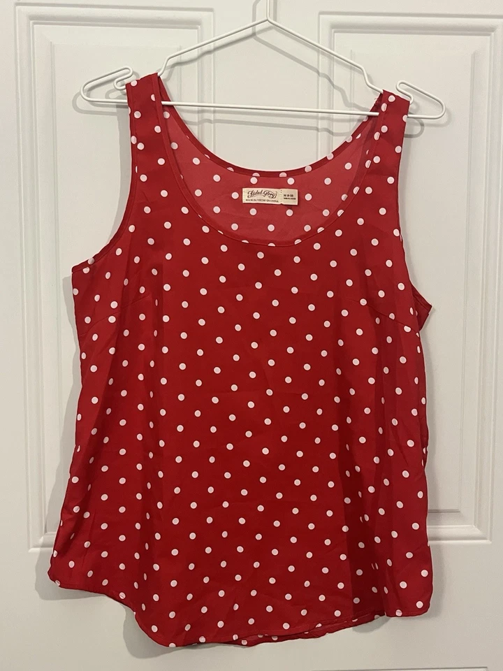 Faded Glory Women’s Medium Sleeveless Red & White Polka Dot Top - Image 1 of 4