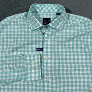 Camisa Johnnie-O Ashworth Para Hombre Mediana Azul Blanca Haze Performance Plaid Tweener - Imagen 1 de 14