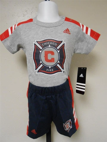NEW-MENDED MLS Chicago Fire INFANTS 3/6 M Months Creeper & SHORT SET Cover