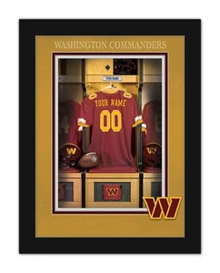 Fútbol americano estampado vestuario personalizado Washington Commanders enmarcado 14x18 - Imagen 1 de 1