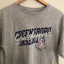 Greensboro NC Grasshoppers T-Shirt Womens Medium Gray Minor League Baseball