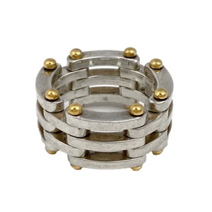 Tiffany & Co. Gate Ring Silver 925 18K Gold Size 5US Elegant Ladies Jewelry - Picture 1 of 4