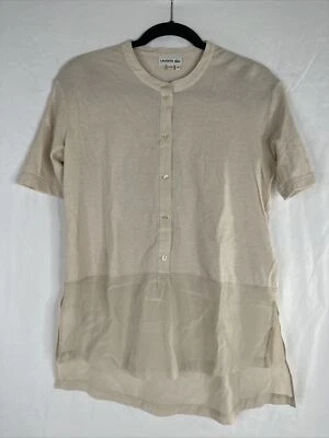 Blusa túnica Lacoste para mujer talla 38 beige manga corta mezcla de lana y seda Foto 1 de 4