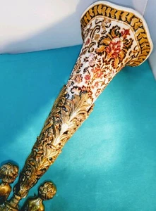 Alter Tischaufsatz / Vase prunkvolle Bronzemontur mit krakelee Keramik - Bild 1 von 11