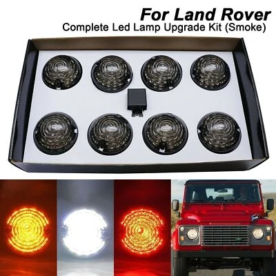 8PCS Smoke Complete LED Light Lamp Upgrade Kit For Land Rover Defender  90/110 - Image 1 of 4