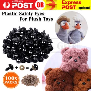 100/200PCS Plastic Safety Eyes For Teddy Bear Doll Toy Animal Felting DIY 6-12mm - Picture 1 of 9