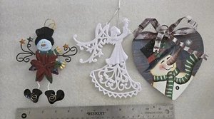 Vintage Lot of 3 Metal And Plastic Christmas Ornaments - Picture 1 of 7