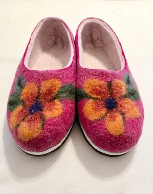 Zapatillas bailarina acogedoras claras cálidas hechas a mano de lana de fieltro natural para mujer Foto 1 de 4