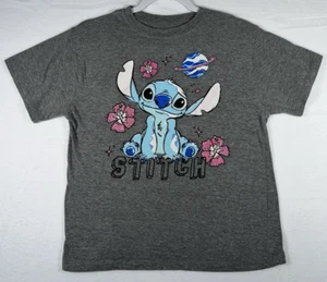 Disney Damen T-Shirt Stitch Graphic Grau Kurzarm Glitzer Größe L - Bild 1 von 20