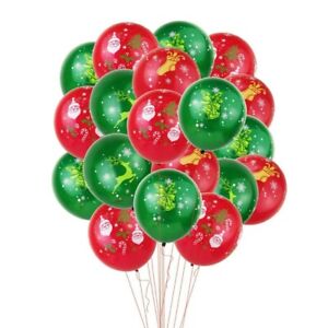 10 Merry Christmas Xmas Party Balloons Festive Decorations Santa 12" Red Green