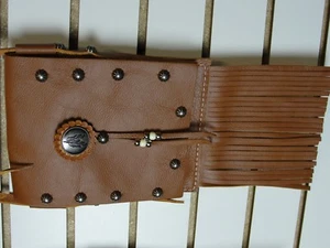 Leather Cross body Purse with Fringe and Copper studs and concho - Picture 1 of 2