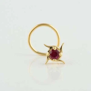3 mm Rund Schnitt Rubin Edelstein Nasenring 925 Sterlingsilber Körper Piercing Schmuck - Bild 1 von 3