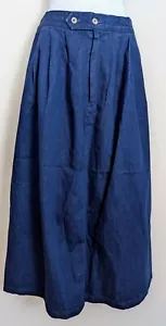 Vintage 1980s Lands' End Long Denim Jean Skirt Prairie Mom High Waist Pockets 12 - Picture 1 of 7