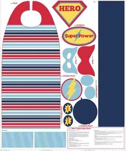 Super Hero Cape Blue Panel, RBD Designers for Riley Blake, 1 Panel cotton fabric - Picture 1 of 1