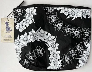 Hawaii Loa Med Pouch Black & White Floral Water Resistant Travel, Light, Beach - Picture 1 of 3