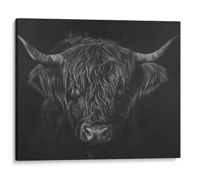 Majestic Highland Cow Canvas Art Print, Wildlife Home Decor - Image 1 of 4