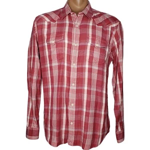 Lucky Brand Button Up Western Hemd Herren XL rot kariert langarm 100% Baumwolle - Bild 1 von 7