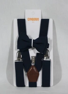 GYMBOREE BOYS NAVY CHAMBRAY ADJUSTABLE FORMAL /CASUAL SUSPENDER & TIE SET 6 & UP - Picture 1 of 6