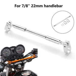 Universal Aluminum Motorcycle Handlebar Brace & Clamp Dirt Bike 7/8″ 22mm Silver - Picture 1 of 8