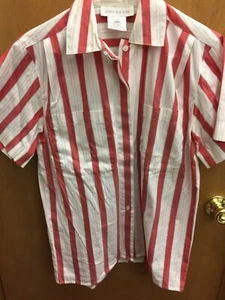 Jones New York Red & White Stripped Button Up shirt Size 4. A58 - Picture 1 of 7