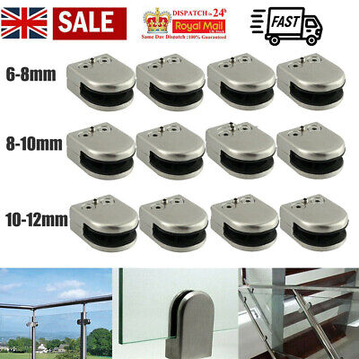 12x Glass Clamp Stainless Steel 304 Clip Flat Back Bracket For Balustrade 6-12MM • 13.99£