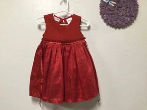 Blueberri Blvd Baby Girls Dress Size 12 Months Red Bling Lined Holiday Party 165 - Picture 1 of 4