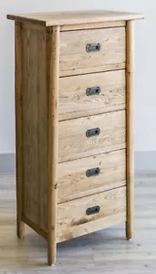 FITAN SOLID OAK WOOD TALLBOY / 5-DRAWER CHEST OF DRAWERS 55X40X(h)120 - Picture 1 of 7