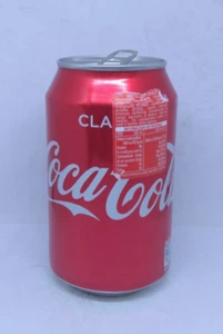 Empty Coca Cola Classic can; 330 ml / 11.2 fl oz; TOP opened (Denmark) - Picture 1 of 5