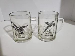 2 clear glass 12oz mugs Canvasback duck & Ring Necked Pheasant Bird - Picture 1 of 6