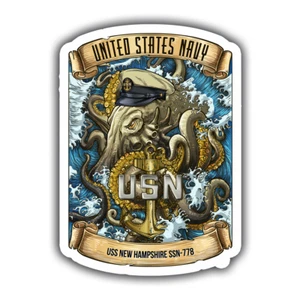 US Navy Chief Decal - USS New Hampshire Sticker - Prior Service 4" USN Decal - Picture 1 of 2