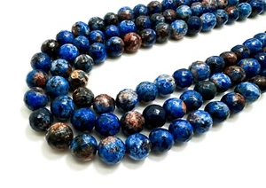 Perline di pietra preziosa rotonde sfaccettate diaspro arancione blu 10 mm - RNF131H - Foto 1 di 3