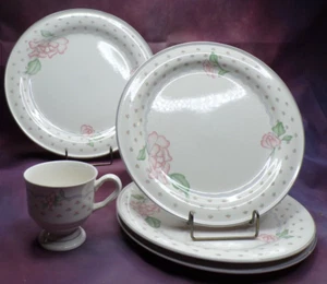 Sango Rose Chintz 1 Round Chop Plate 3 Dinner Plates - Picture 1 of 13