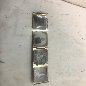 Vintage vier Bilder Klapp Anhänger Medaillon mit alten Fotos ~ Kunstperlen Fisch - Bild 1 von 3