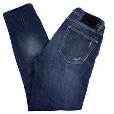 NEUW Iggy Skinny Jeans Mens W 29 Hemmed to 28.5" Button Fly Distressed Dark Wash