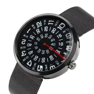 PAIDU Turntable Dial Watch Men and Women Unique Number Hour Full Steel Mesh Band - Picture 1 of 14