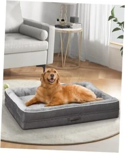 Cama ortopédica grande para perros, espuma para huevos perro 36,0" L x 24,0" W x (3,5" + 3,5") Th gris - Imagen 1 de 8