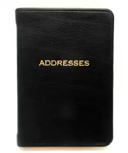 Address Book MINI 3x4" Leather Cover 160 Tabbed Pages Post Miniatures BLACK - Picture 1 of 6